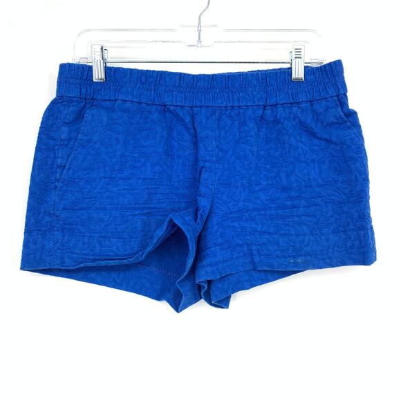 J. Crew Pants - J. Crew Factory Pull On Elastic Waist Shorts Womens Size 6 Blue Textured Fabric
